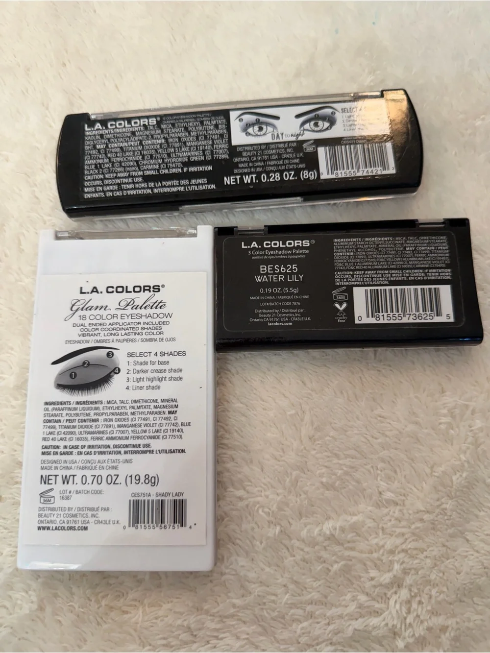 L.A. colors 3 pc eyeshadow pallet set Some new some EUC